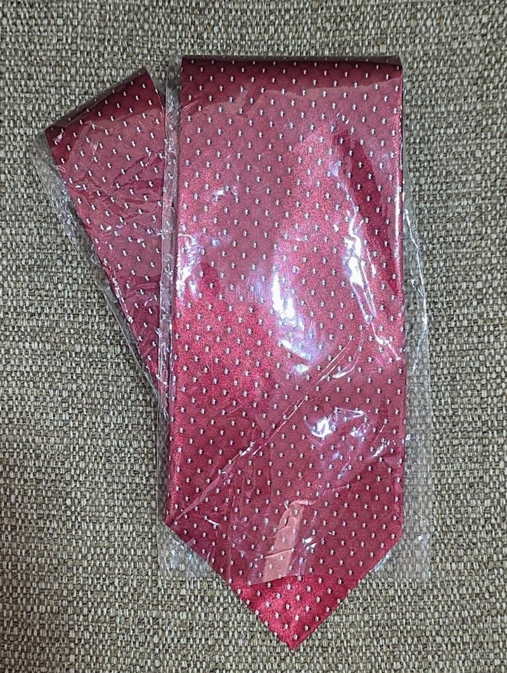 Bordeaux Red Silk Tie with White Polka Dots